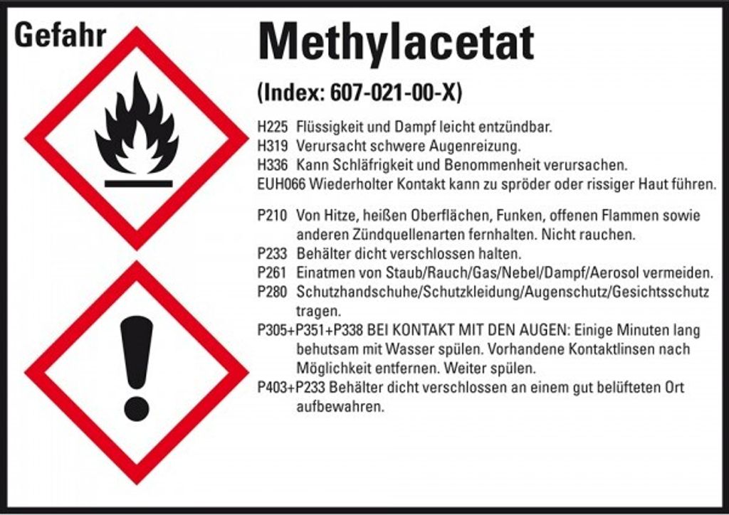 Dreifke Aufkleber I GHS-Etikett Methylacetat, GefStoffV/GHS/CLP, Folie, 148x...