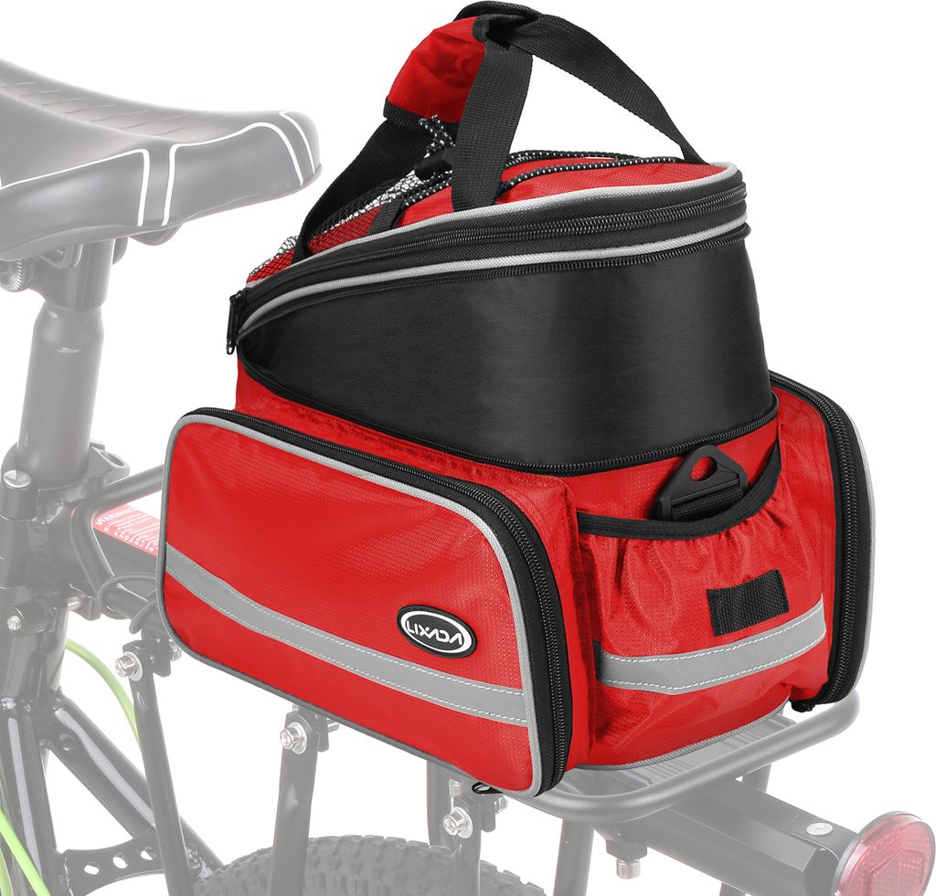 Fahrradkoffer Lixada Waterproof Bicycle Rear Seat Bag Cycling Bike Trunk Bag Bike Pannier Bag Shoulder Bag with Rain Cover Red