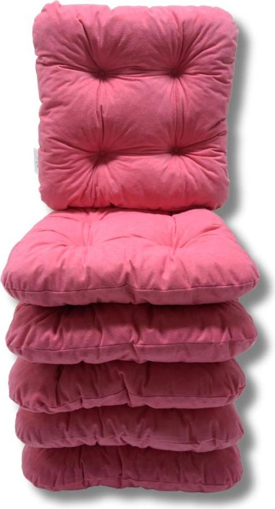 6er-Set Gepolsterte Stuhlkissen Rosa 38x38x8 cm - 1227 bequeme gepolsterte Sitzkissen