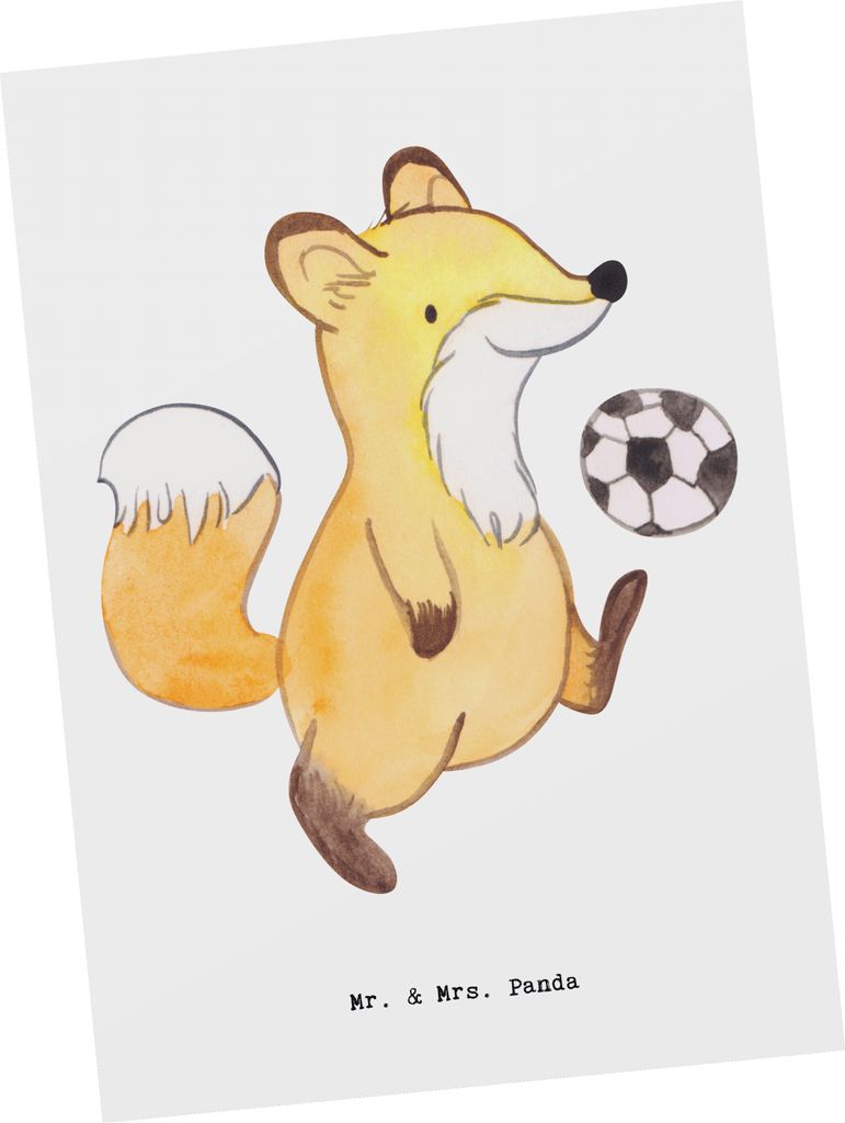 Mr. & Mrs. Panda Postkarte Fußballer Herz - Weiß - Geschenk, Fußballspieler, bildkarte, Glücksbringer, Turnier, Verein, Ansichtskarte, Kicken, ...