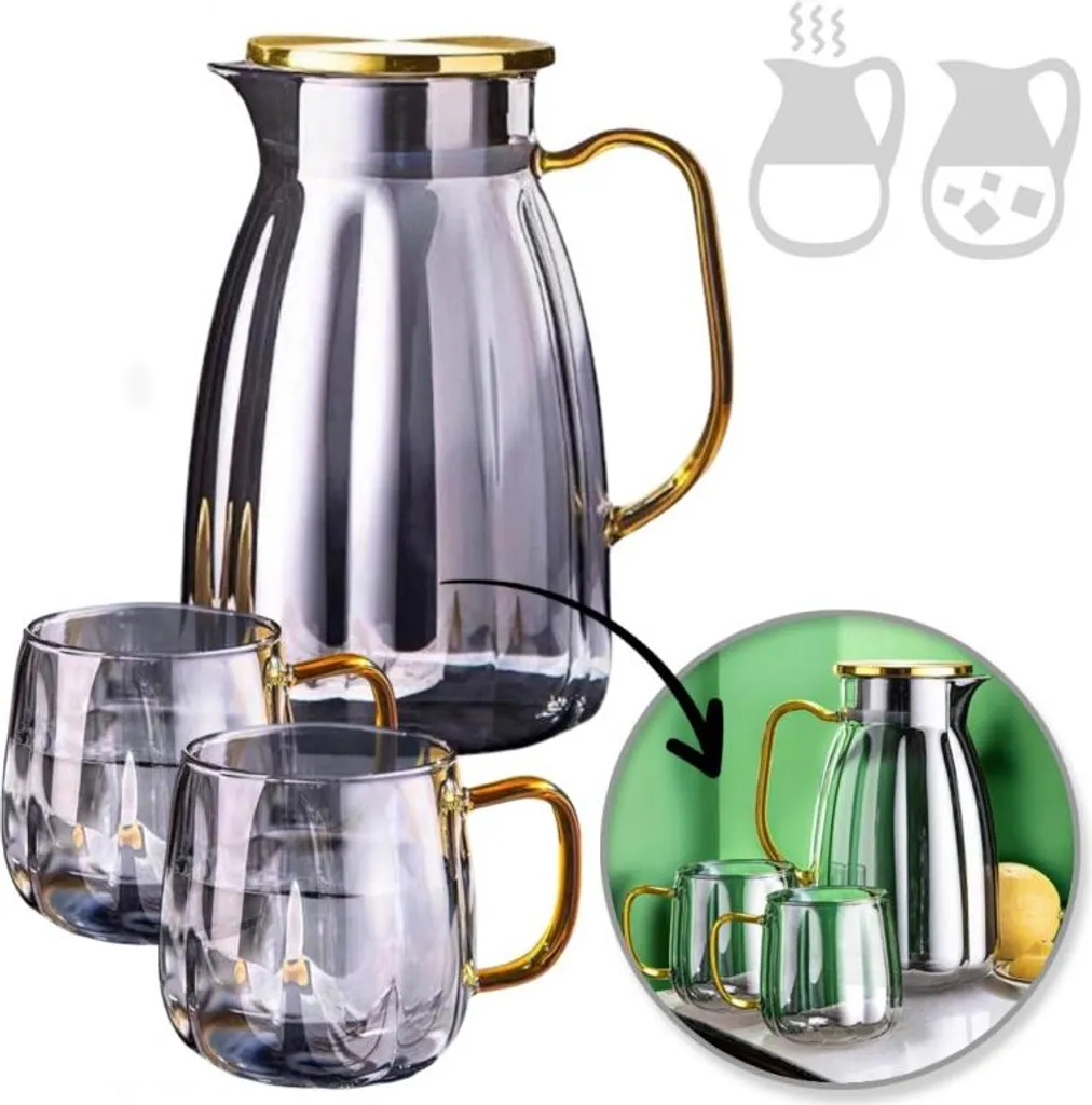 Set de Service pour Boissons Fraîches : Carafe 1,6L et 2 Verres Chic
