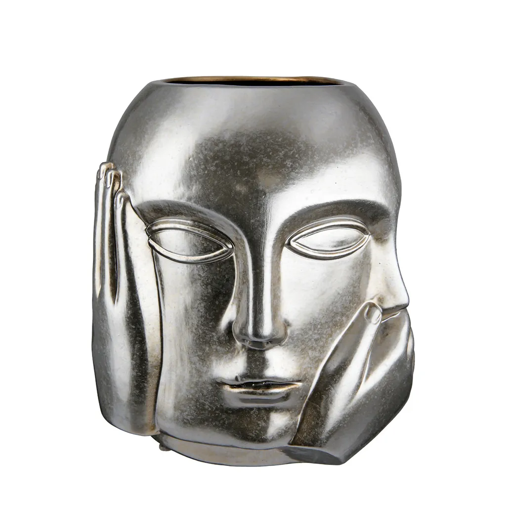 Vase Visage Ponto Argenté 23cm : L'Objet Déco pour Transformer votre Salon