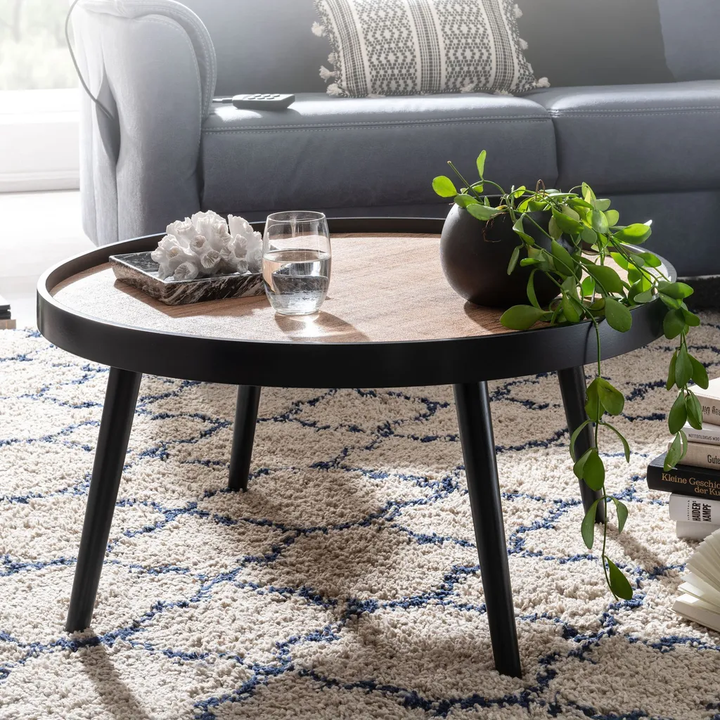 OFFERTA FineBuy Tavolino Rotondo 76cm - Tavolo Salotto Design Quercia