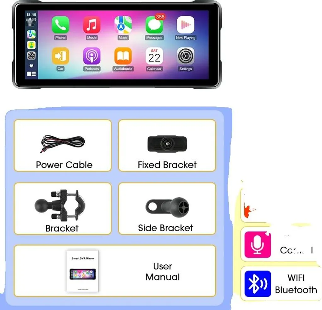 Schermo Moto Carplay 7 Pollici Wireless - Navigatore Impermeabile IP67