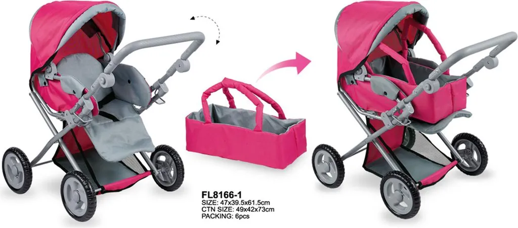 Poussette combinée 2 en 1 Rose avec landau convertible et châssis léger