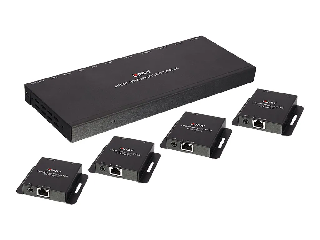 Extendeur Splitter HDMI Lindy 4 ports sur câble Cat6 50m avec IR 38145