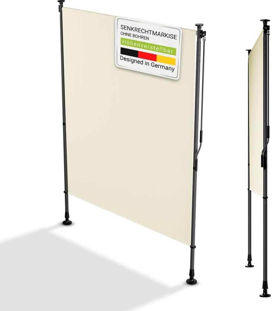 Juskys Senkrechtmarkise Barbados 150x310 cm - Sonnenschutz, Sichtschutz, ausziehbar - Beige