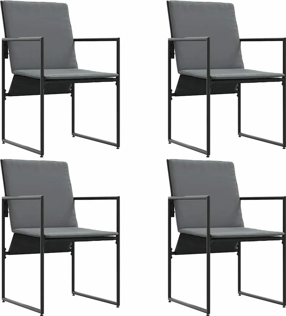 Chaise de terrasse avec coussin noir et anthracite - 4 pièces