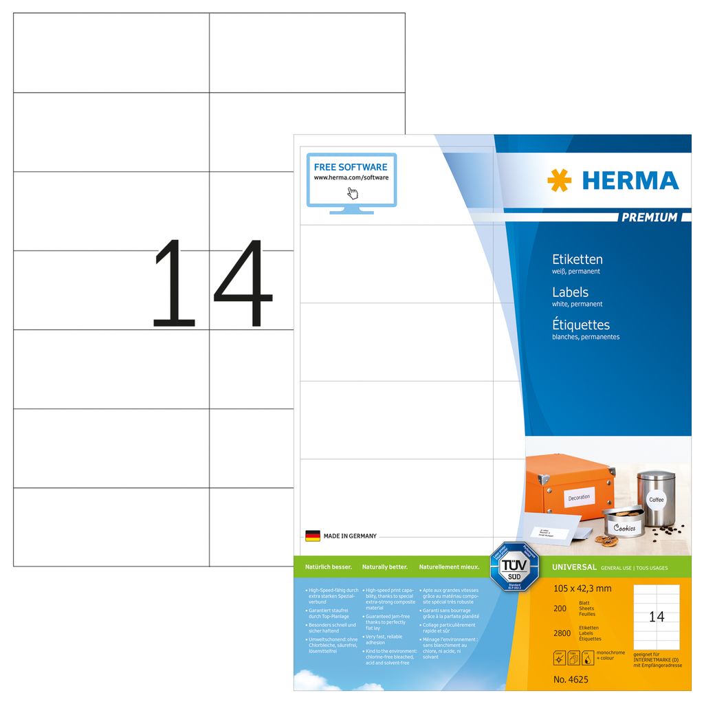 Herma Premium 105x423 Mm 2800 Pieces Bandbedruckte Produktbild 