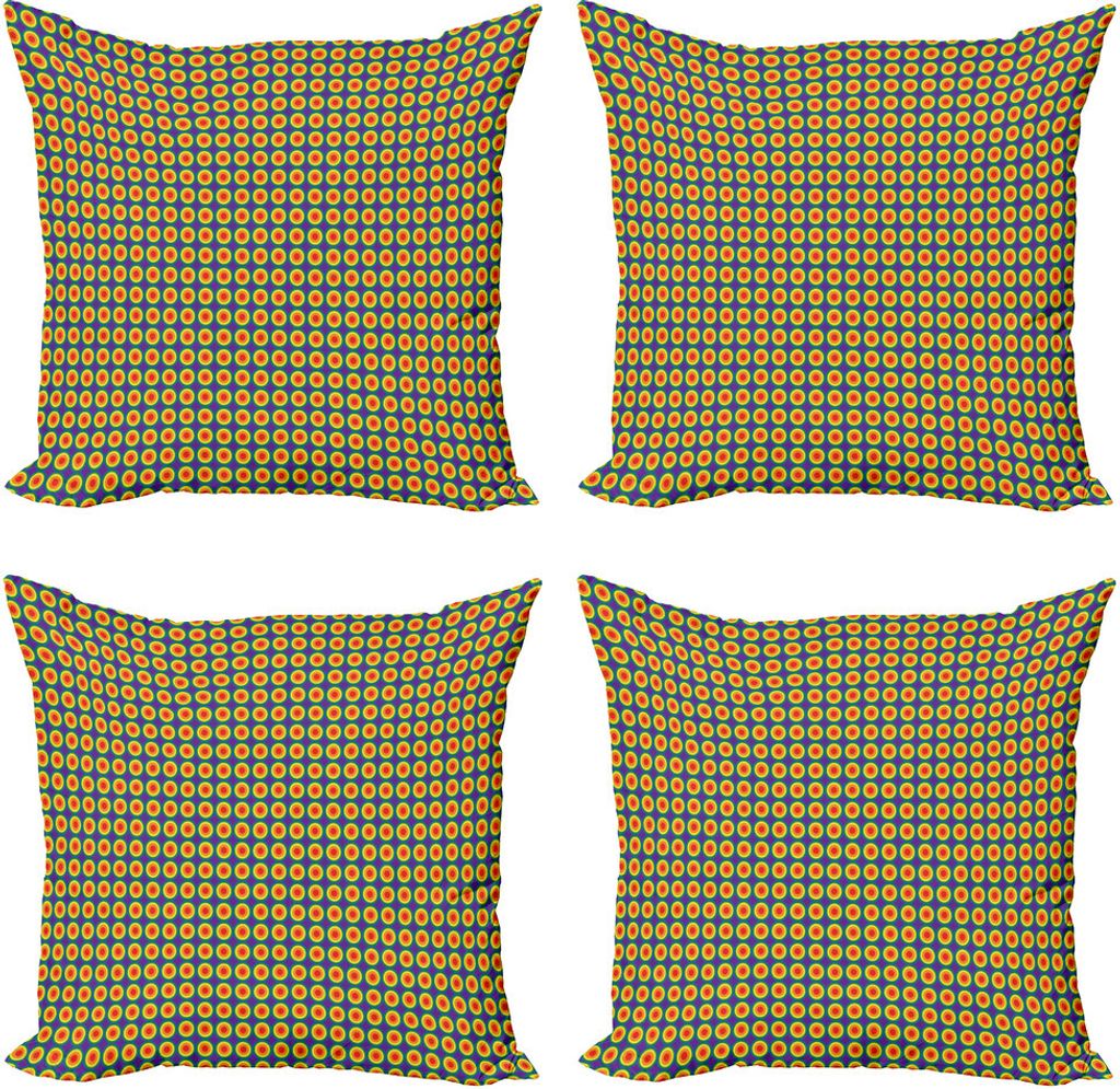 ABAKUHAUS Bunt Kissenbezug Set (4 Stück), Kreisregenbogen-Farben, Moderner Doppelseitiger Digitaldruck, 60 cm x 60 cm, Mehrfarbig