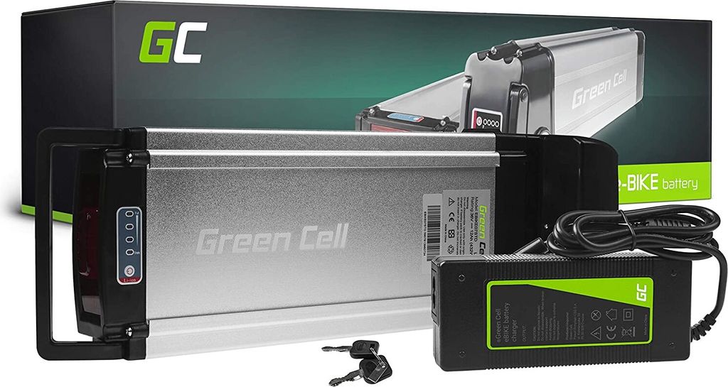Green Cell E-Bike Akku 36V 12Ah Li-Ion Fahrradakku Rear Rack Gepäckträger Batterie mit Ladegerät