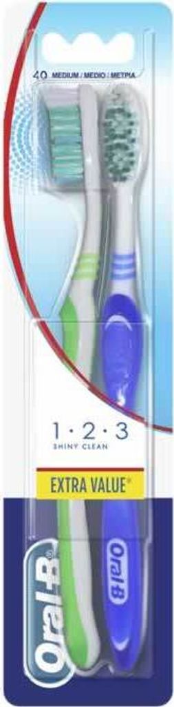 Oral-B Shiny Clean Toothbrush Medium 2 Units