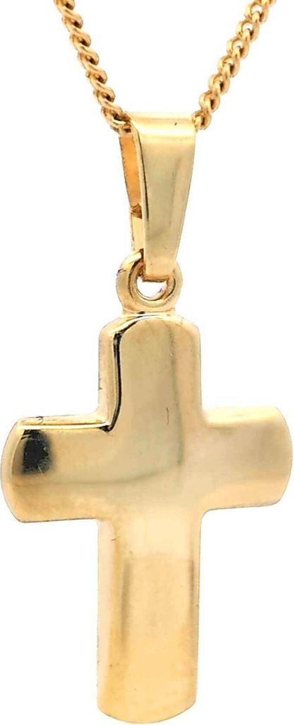 Gold Anhänger Kreuz mit Goldkette massiv 585 - 14 Karat Produktbild 