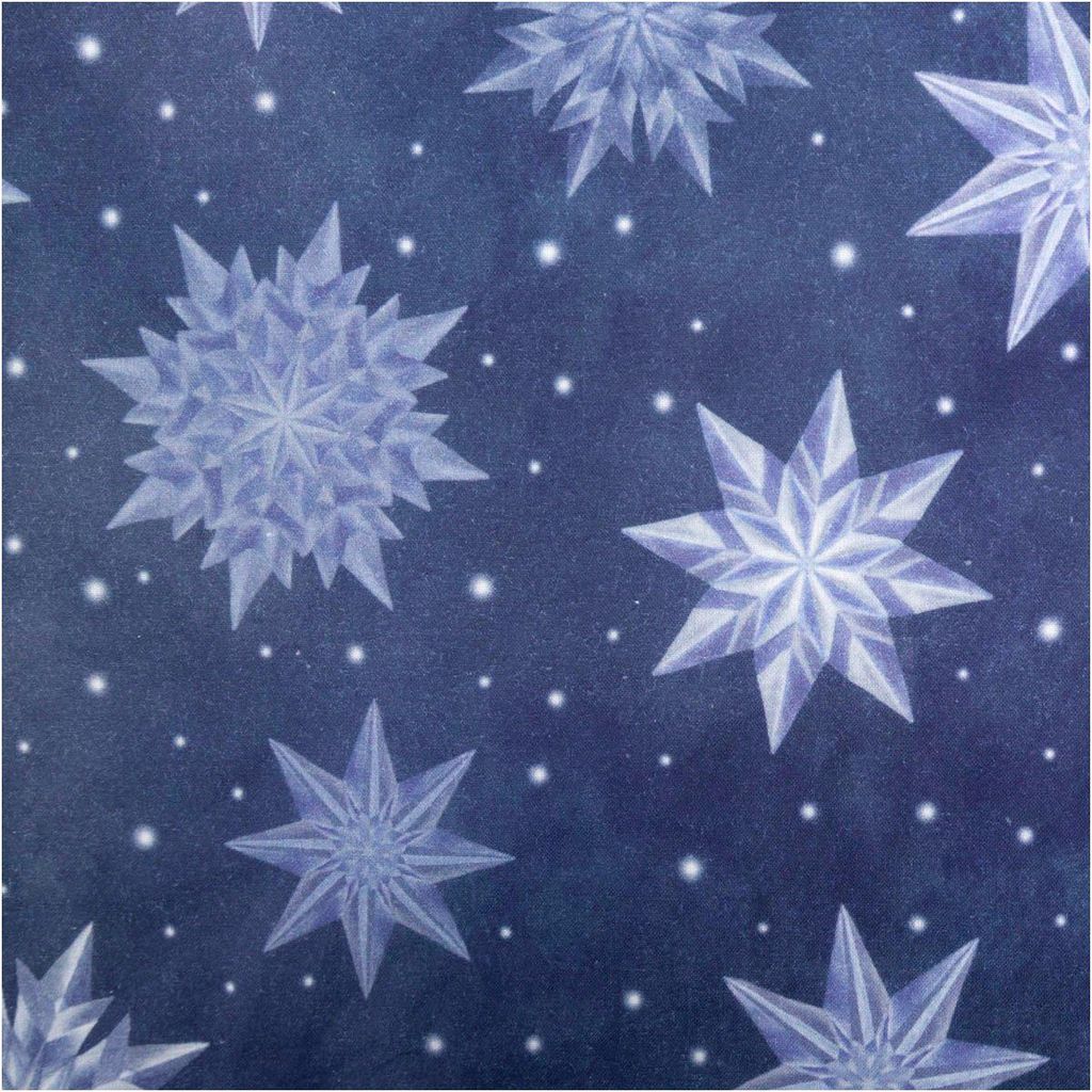 Baumwollstoff Meterware Popeline Weihnachtsstoff Ice Star Frozen blau