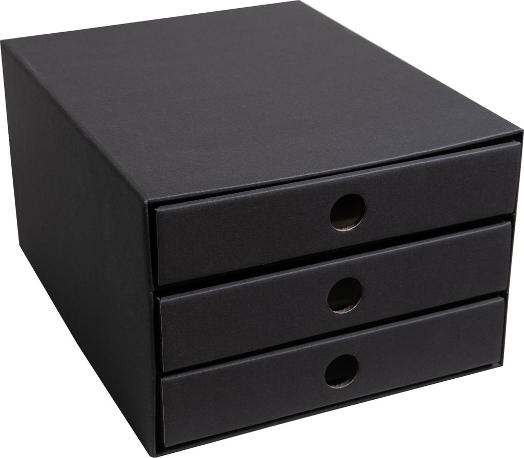 PresentFill Schubladenbox Pappe stapelbar DIN A4 Schwarz