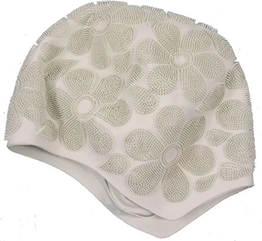 Bonnet de bain Beco Ladies Dekor blanc en caoutchouc pour la piscine
