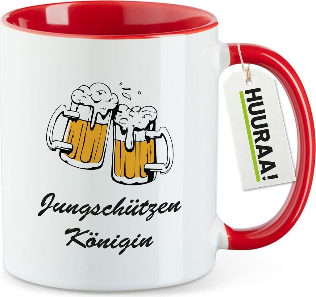 Huuraa Kaffeetasse Jungschützenkönigin Schützenfest 330ml Rot Keramik Kaffeebecher Geschenkidee