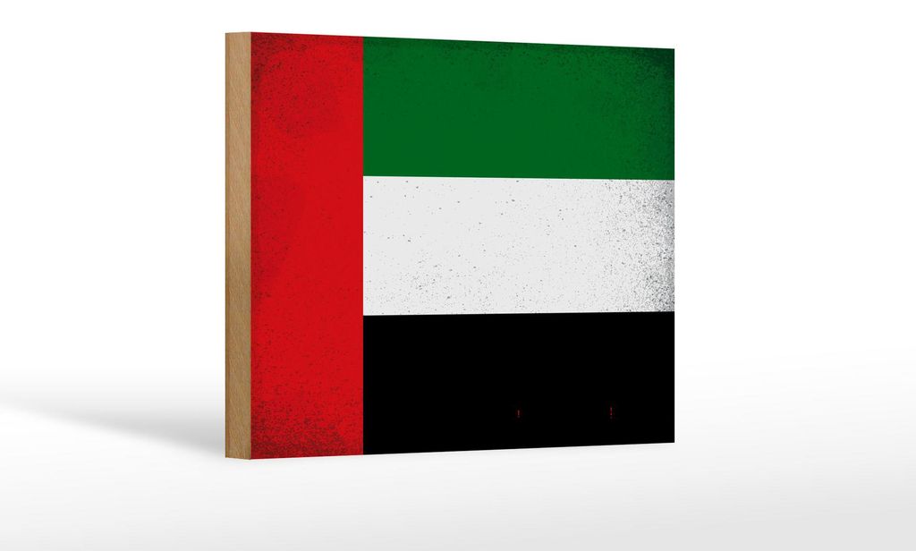 Holzschild Flagge Arabische Emirate 18x12 cm Flag Vintage Dekoration