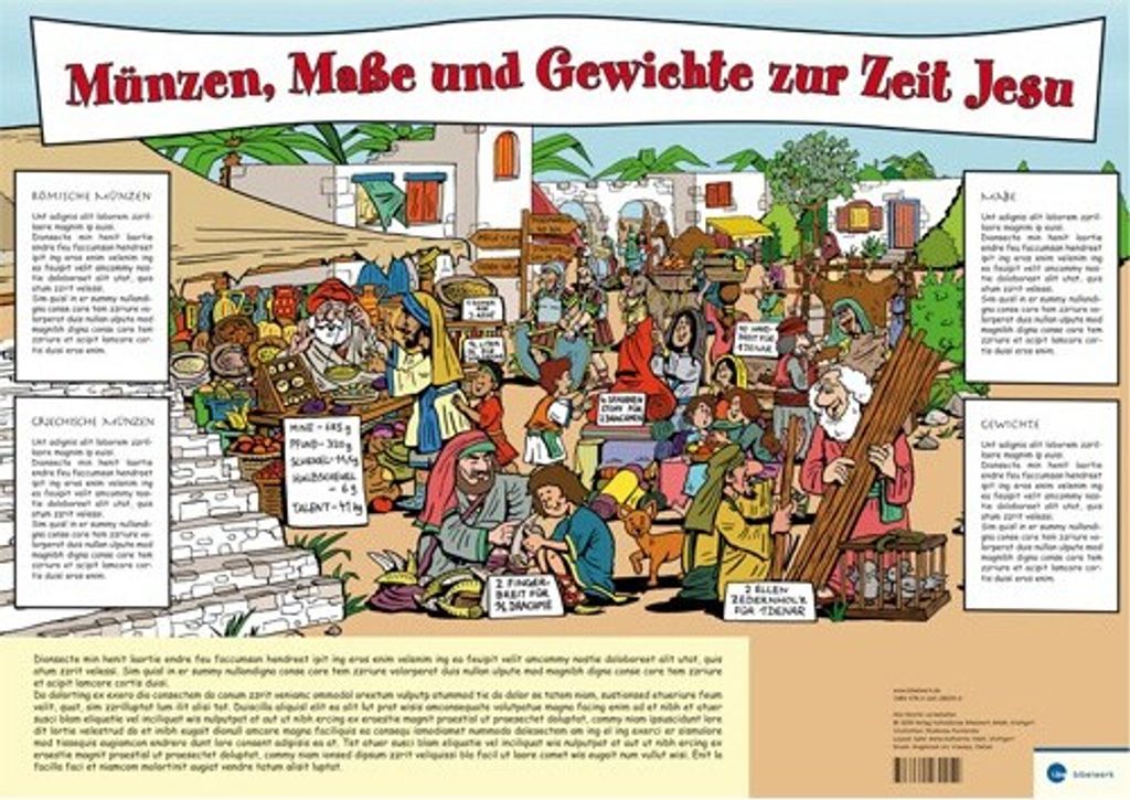 Plakat, Religionsposter: Münzen, Maße und Gewichte zur Zeit Jesu