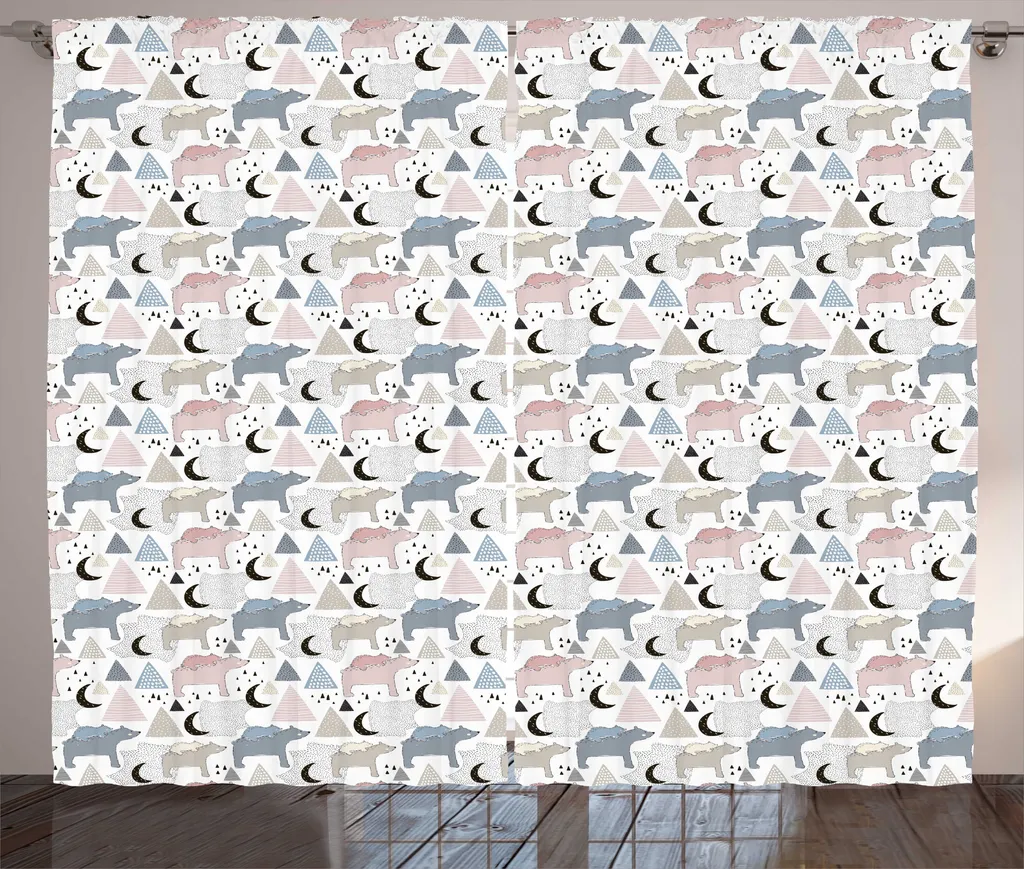 ABAKUHAUS Rideaux Ours Polaire Pastel 280x225 cm Rustiques Multicolores