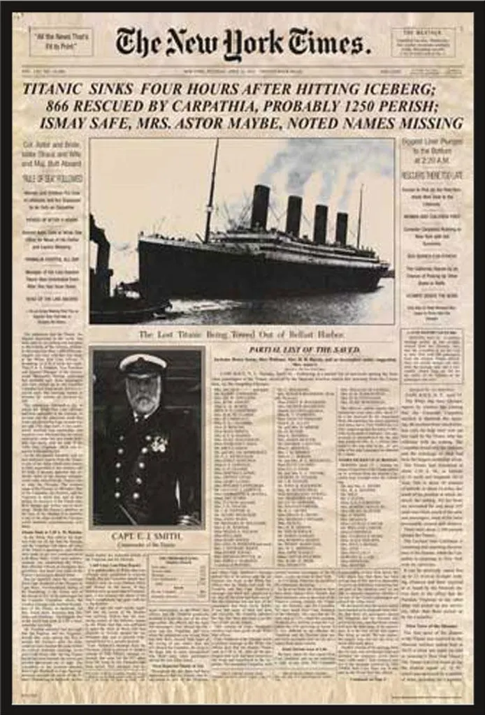 Cadre Shinsuke Maxi Noir et Affiche Titanic Newspaper Style Vintage