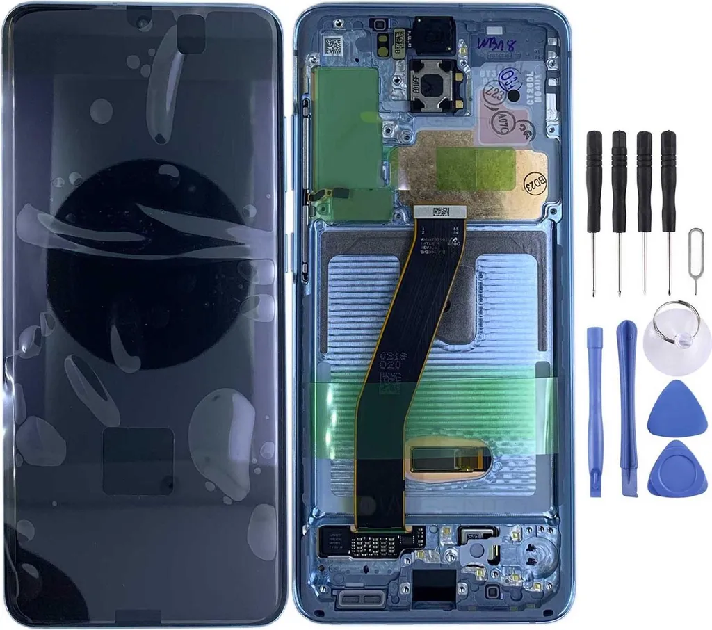 Écran LCD original GH82-22123D pour Galaxy S20 Bleu avec Châssis