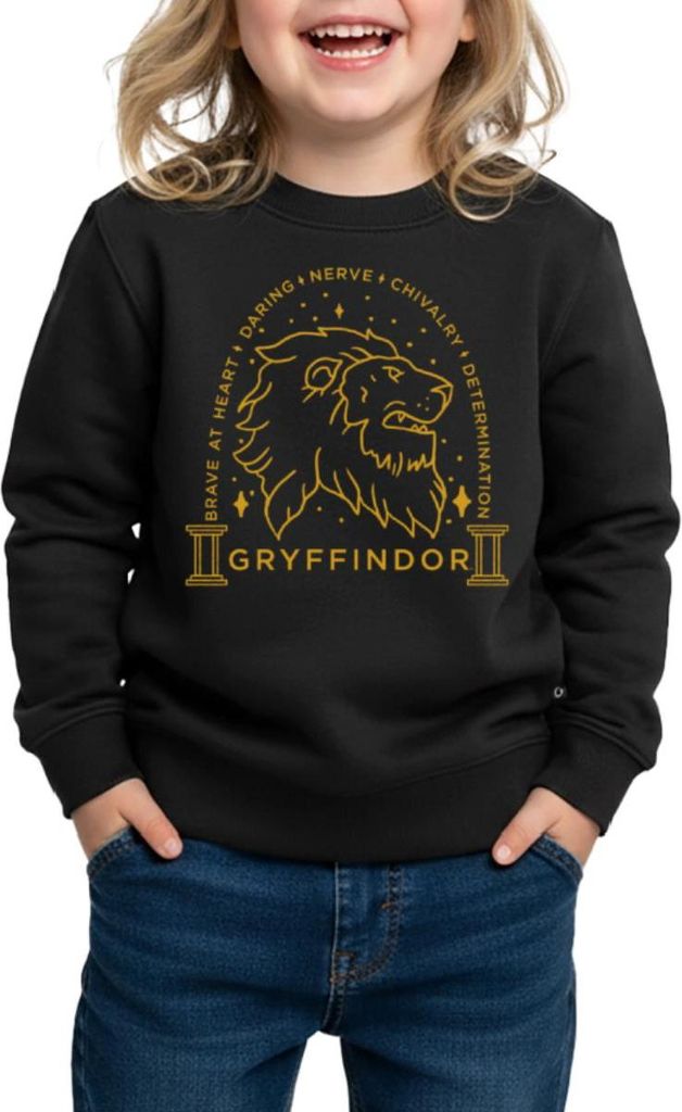 Spreadshirt Harry Potter Gryffindor Löwe Kinder/Teenager Premium Pullover, 134/140 (8 Jahre), Schwarz
