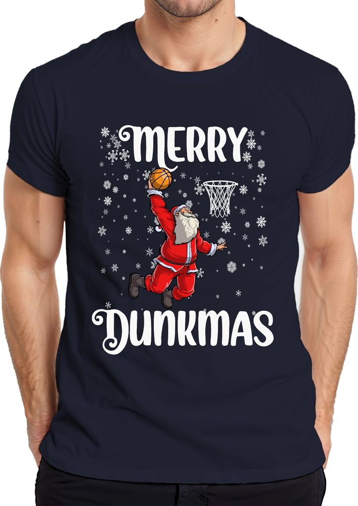 Merry Dunkmas Santa Basketball - Weihnachten Weihnachtsgeschenk Christmas Herren T-Shirt, Navy, S