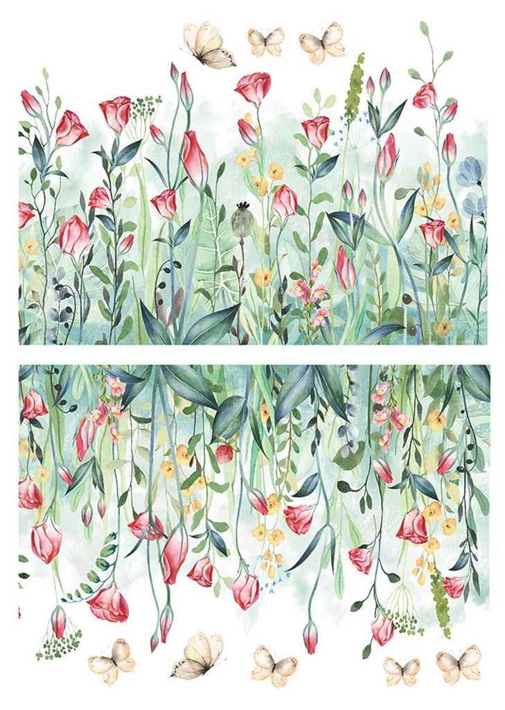 2 Stück abnehmbare Wandaufkleber aus PVC mit dekorativem Motiv: Frische Blumen und Pflanzen, Hintergrundaufkleber für die Heimdekoration