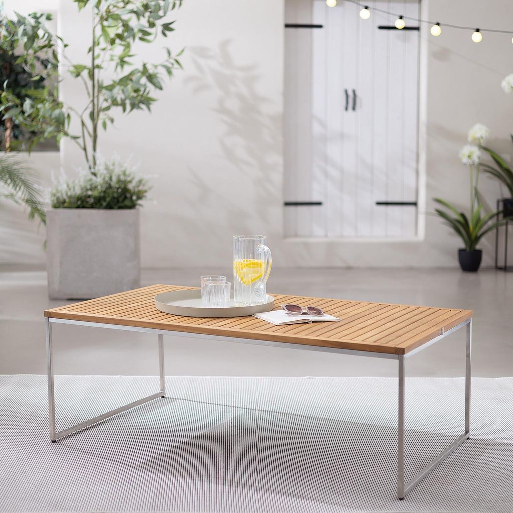 COUCHTISCH - Teak massiv / Edelstahl
