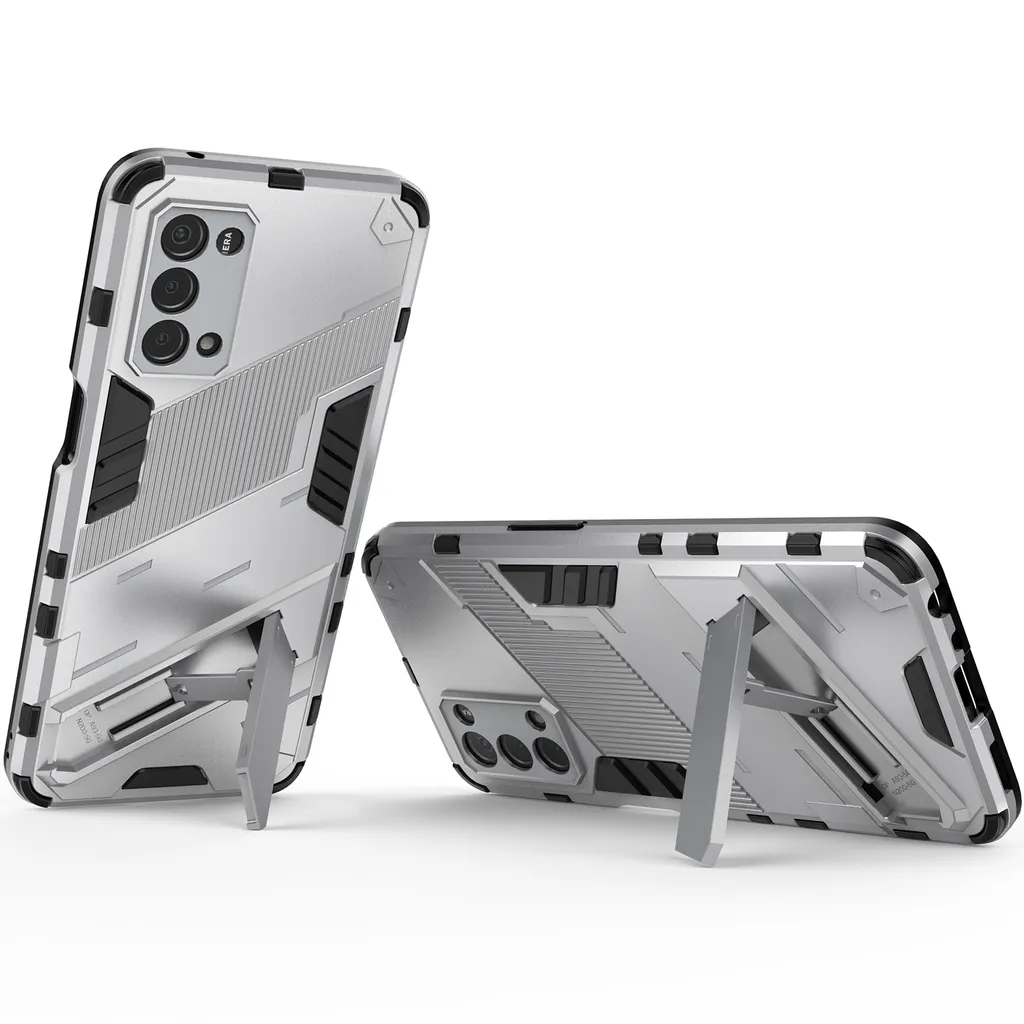 Custodia per Oppo A54 5G/A74 5G/A93 5G/OnePlus Nord N200 Custodia protettiva ibrida in PC TPU antiurto con funzione stand Arancione - 4