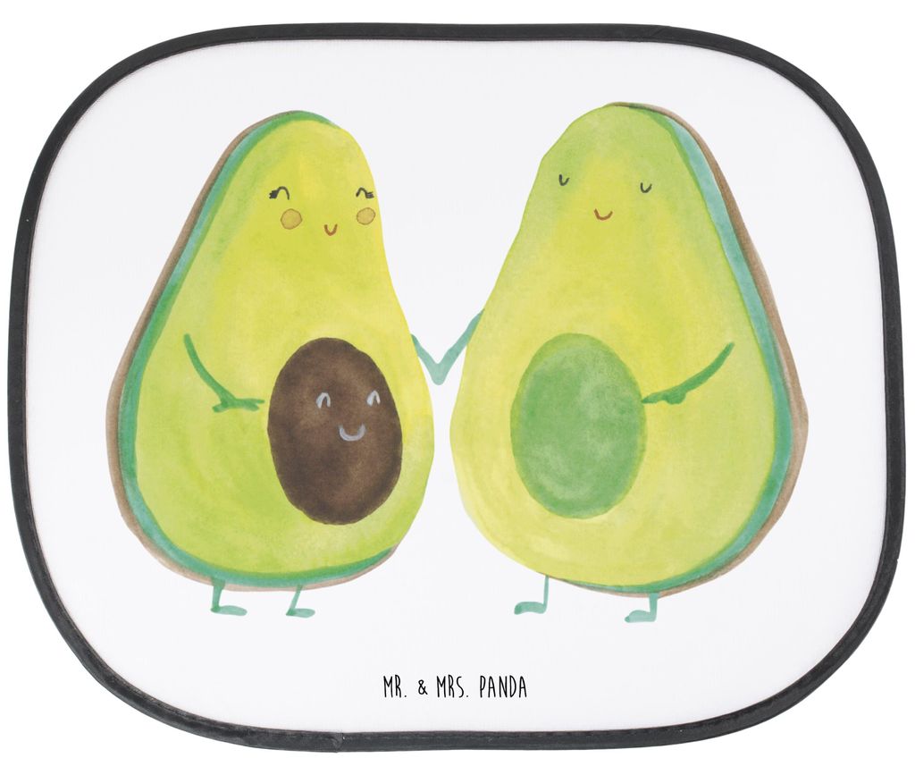 Mr. & Mrs. Panda auto blendschutz Avocado Pärchen - Weiß - Geschenk, Hitzeschutz, sonnenschutz saugnapf, Geburt, Kinder, Liebe, Sonnenblende, Sch...
