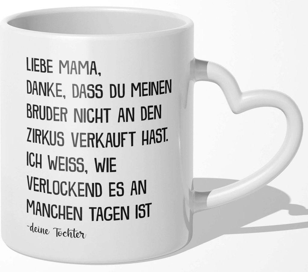 22Feels Mama Geschenk von Tochter Muttertag Geburtstag Mutter Tasse Weihnachten Kaffeetasse Frauen Beste Eltern (Herzhenkel Weiss)