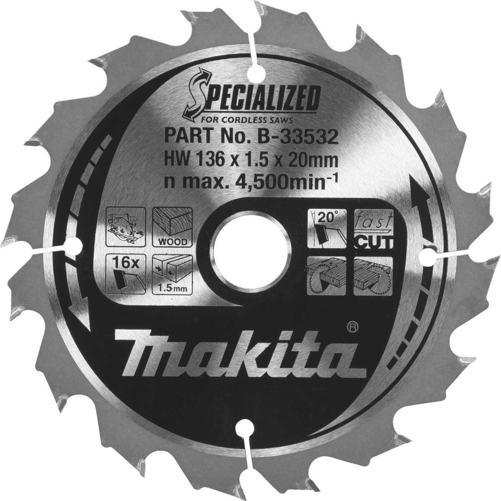 Makita B-33532 SPECIALISED Sägeb.136x20x16Z Image du produit 