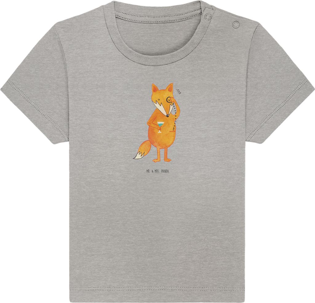 Mr. & Mrs. Panda T-Shirt Fuchs Lord 12. - 18. Monat - Heather Grey - Geschenk, Motivation Spruch, Babyshirt, Öko Baby, Lustig, Cocktail, Neugierig...