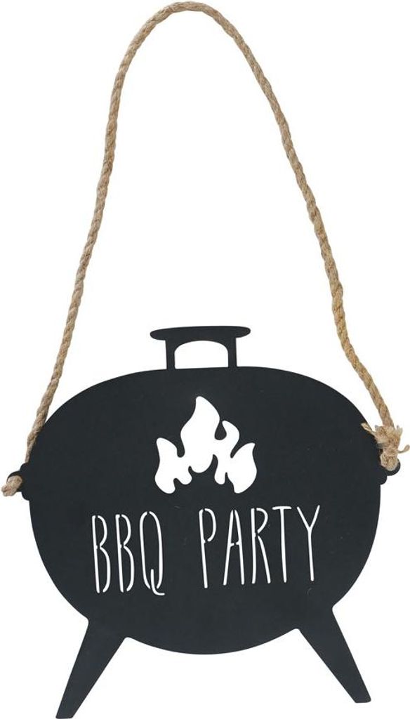 Schild BBQ PARTY schwarz aus Metall Hängeschild Grillen Deko Grillecke (Motiv 1)