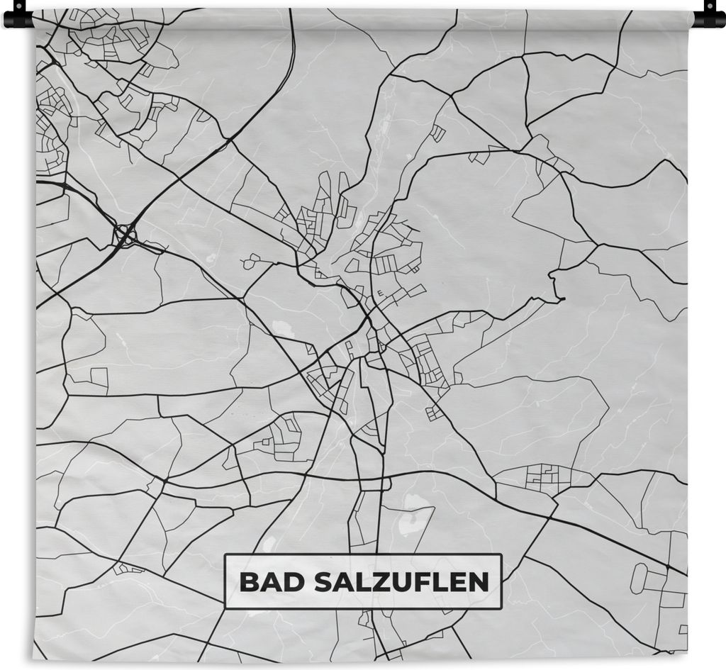 MuchoWow Wandteppich Wandbehang Stadtplan - Karte von Bad Salzuflen - Deutschland - Karte 90x90 cm Tapisserie Dekoration Wandtuch - Wandaufhänger
