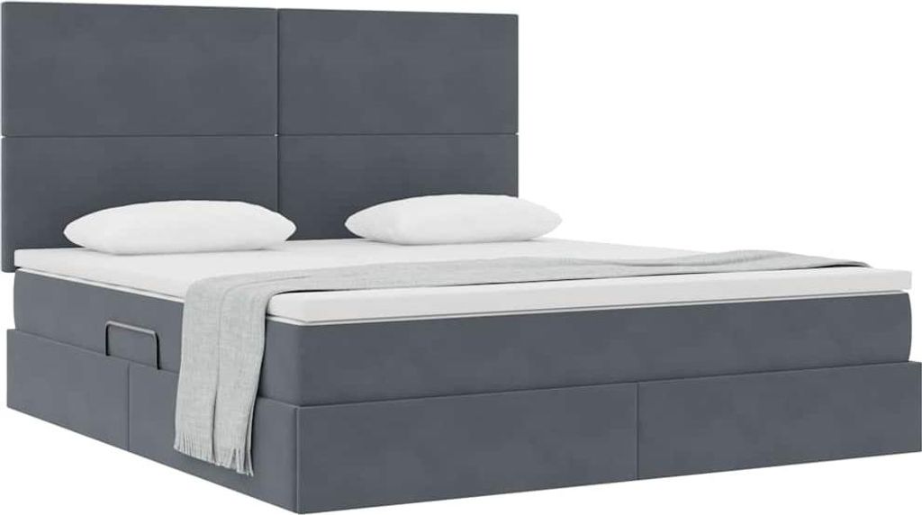 Cloris Designermöbel Aufbewahrungsbett mit Matratze Dunkelgrau 180 x 200cm Samt - 2026Neu152814 - Klassische BettenJugendbett Tagesbett