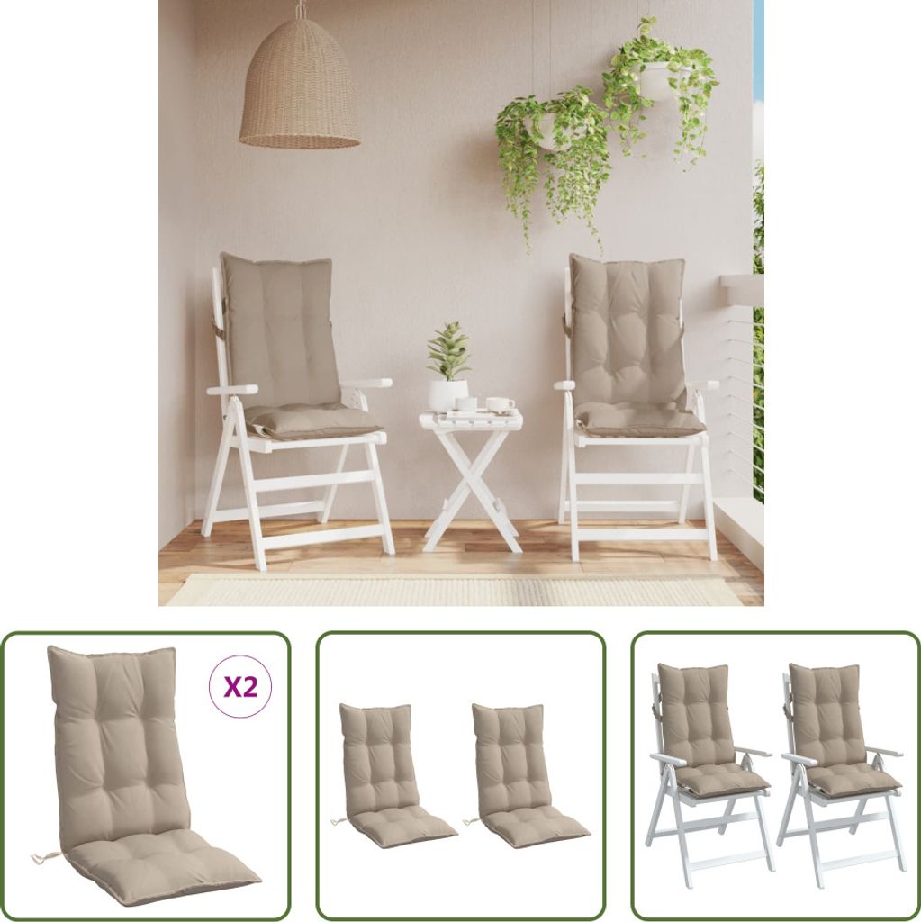 The Living Store Hochlehner-Auflagen 2 Stk. Taupe Oxford-Gewebe
