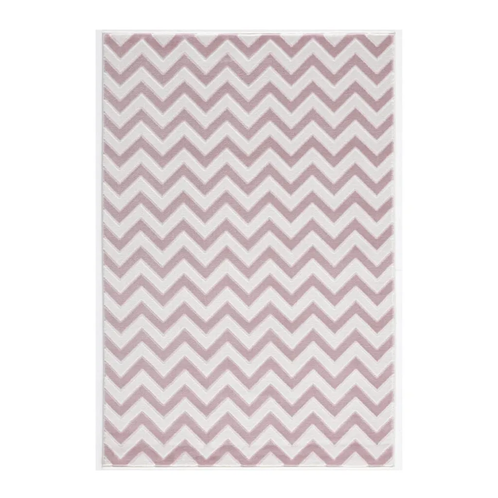 Tapis Enfant Lavable Zick Rose Livone 120x180 cm Motif Géométrique