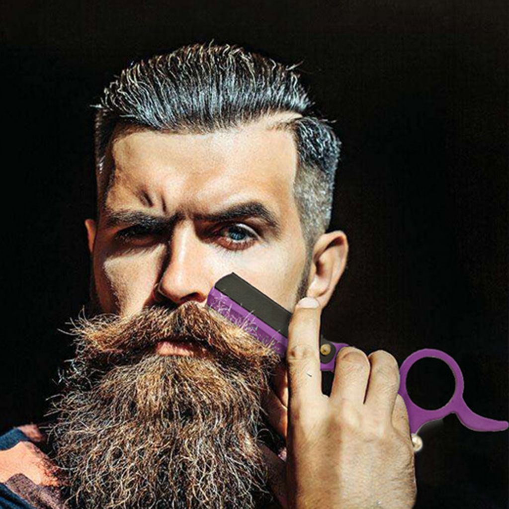 Manuelles Friseur Rasiermesser Griff gerade Kopf hell Farbe Stabiler Edelstahl Anti -Korrosions -Bart Rasierer Rasierrahmen für Zuhause-Lila