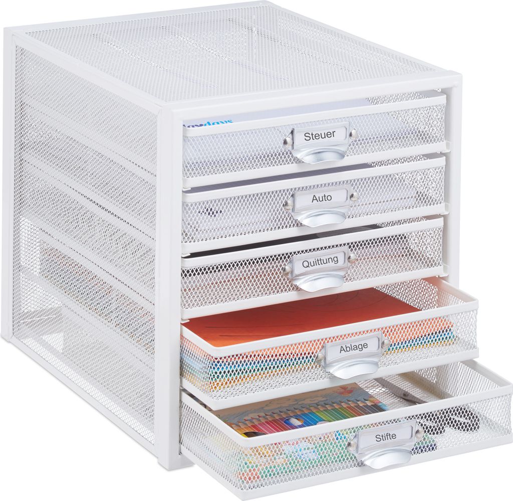 Relaxdays Schubladenbox, 5 Schubladen, beschriftbar, Akten Produktbild 