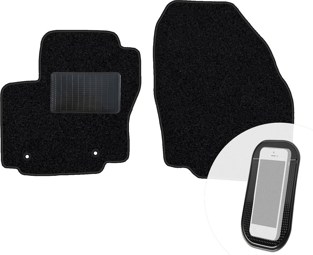 moto-MOLTICO Vorne Fußmatten Auto Velours Autoteppiche Schwarz Automatten Set 2-teilig passend für Ford S-Max 2006-2010