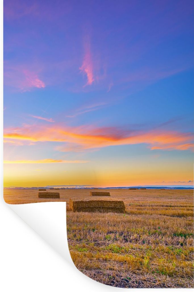 MuchoWow Wandtattoo Wandsticker Wandaufkleber Stroh - Sonne - Himmel - Landschaft 80x120 cm Selbstklebend und Repositionierbar - Repositionierbar...