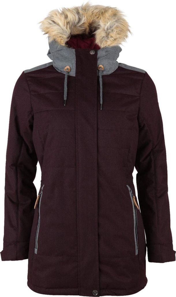 High Colorado HOCHFIRST-L Damen,Parka,Wintermantel mit Kapuze,wasserdicht,atmungaktiv,Kunstfell,Seitentaschen,Persian Plum,38