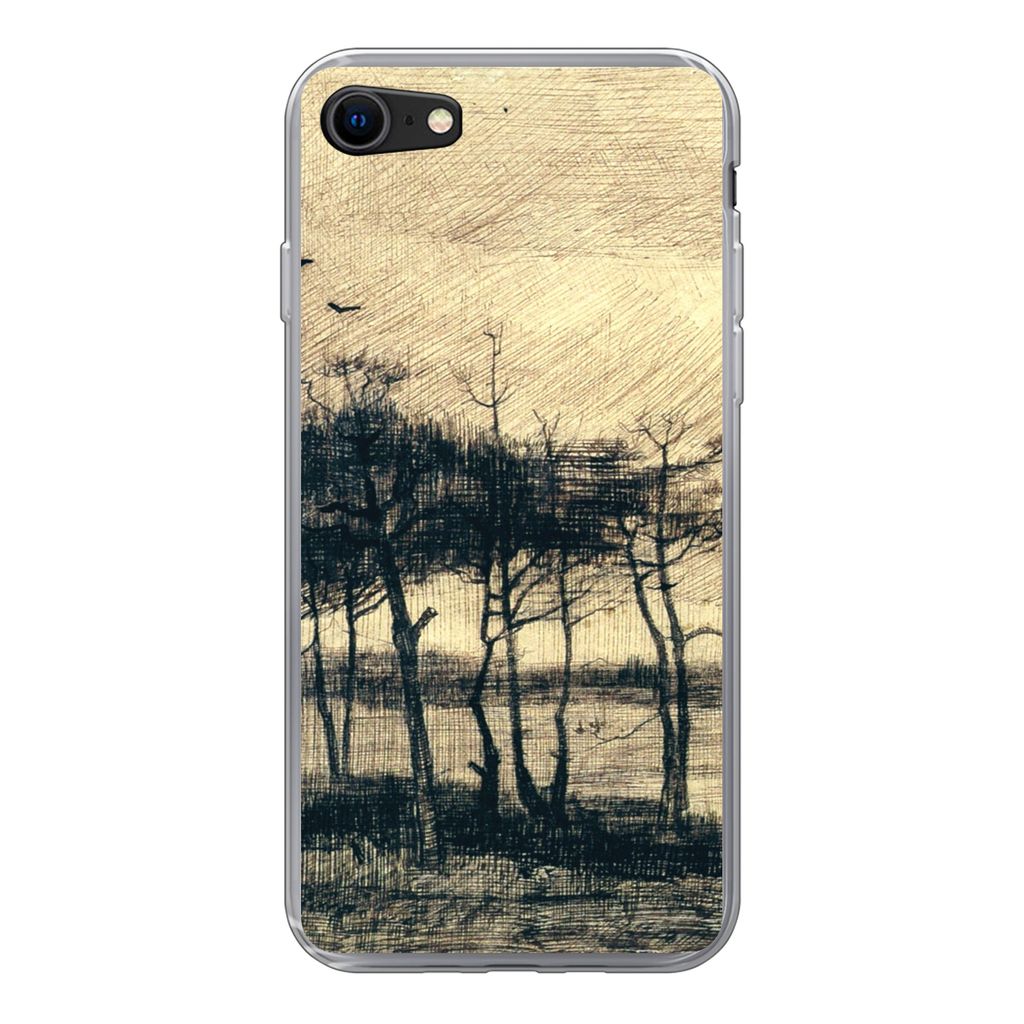 MuchoWow Handyhülle Schutzhülle Hülle für iPhone SE 2020 Kiefern im Sumpf - Vincent van Gogh Silikon Softcase Handy Hülle - Kartenbesitzer