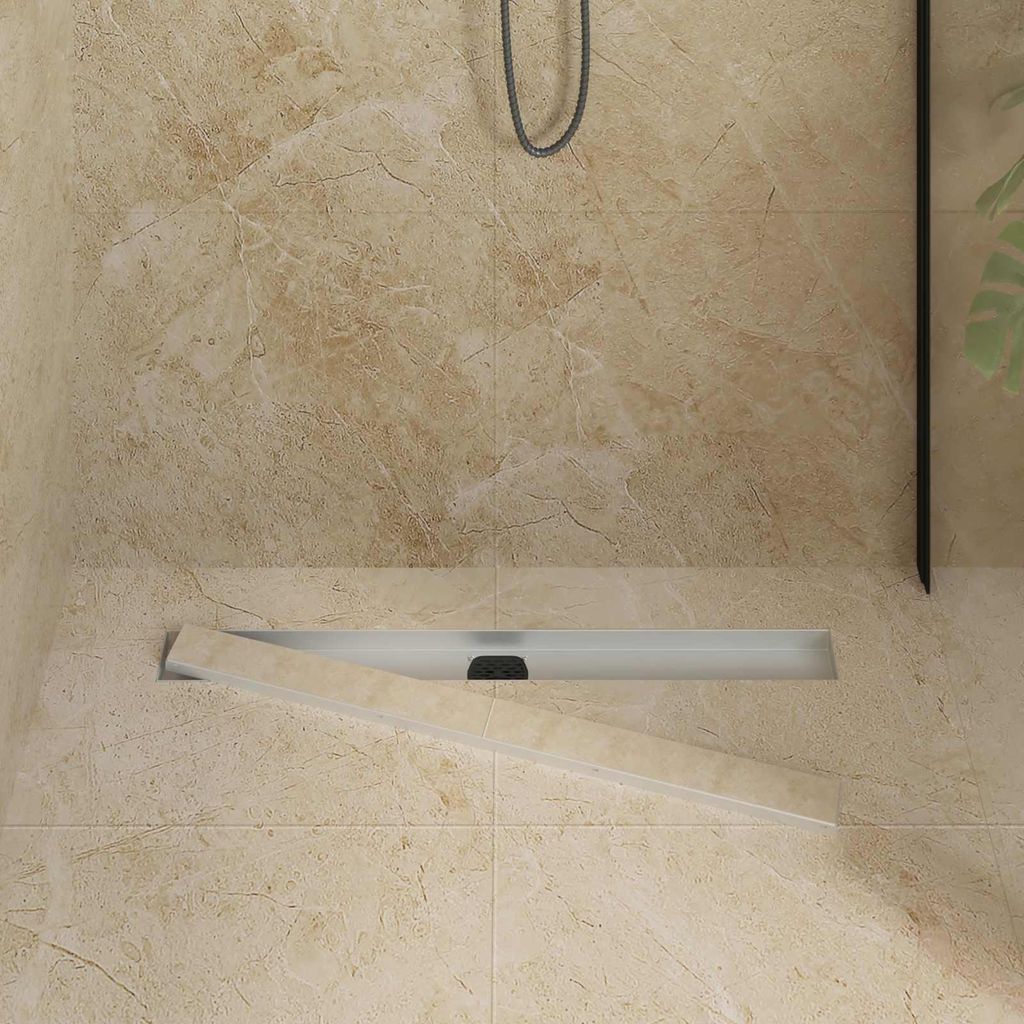 (Robust Möbel) Duschablauf 2-in-1 mit 360° Siphon Silber 80cm Edelstahl 304 - CL910175 - Garten & Heimwerken