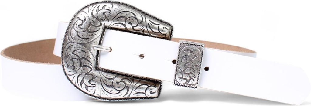 FRONHOFER Damen Ledergürtel mit großer Gürtelschnalle, Western Gürtel, silber, 3 cm, echt Leder