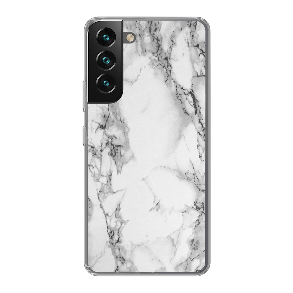 MuchoWow Handyhülle Schutzhülle Hülle für Samsung Galaxy S22 Plus Marmor - Stein - Weiß - Grau - Schwarz - Marmoroptik Silikon Softcase Hand...