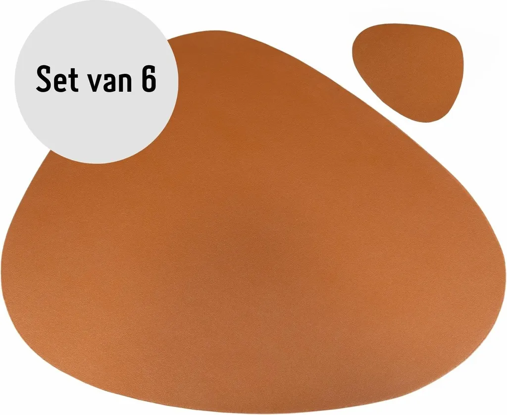 Set 6 Tovagliette Krumble Marrone con Sottobicchieri - Look Pelle Design